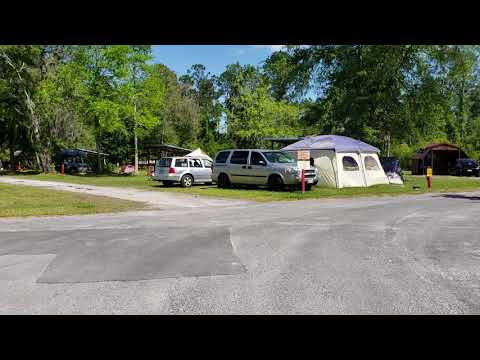 A walk through between bathrooms and tent site