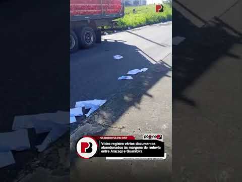 Vídeo registra documentos abandonados às margens de rodovia entre Araçagi e Guarabira