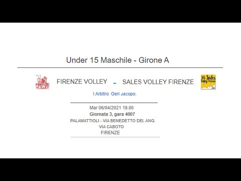 U15M - G02 - Firenze Volley Vs Sales Volley Firenze