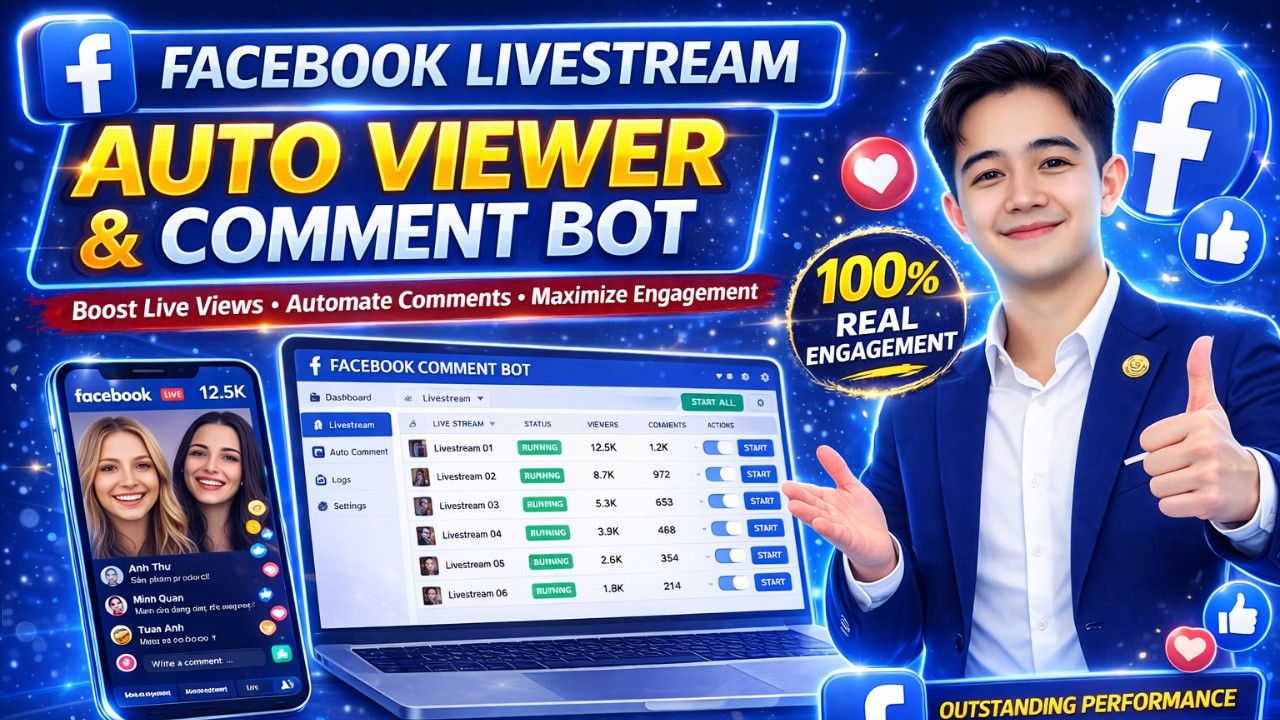 🚀 Facebook Livestream Auto Viewer & Comment Bot | Boost Real-Time Engagement 2026
