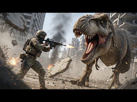 T-REX vs ARMY Epic Bridge Standoff (Dinosaur Battle Scene)