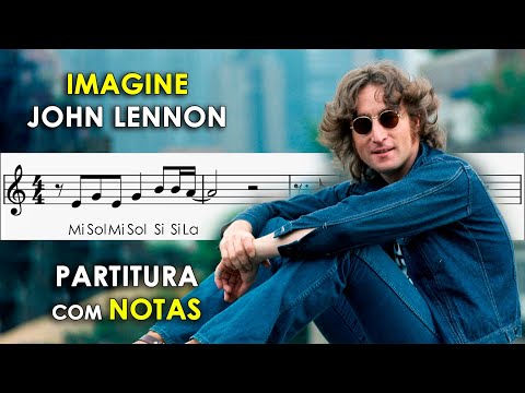 Imagine - John Lennon | Partitura com Notas para Flauta Doce, Violino