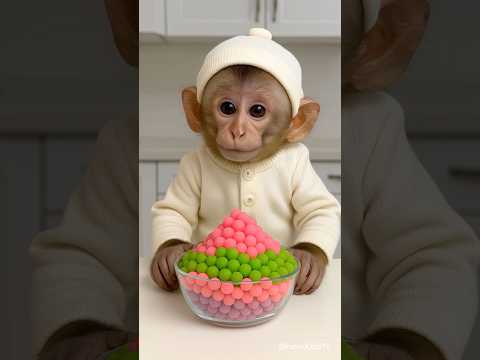 baby monkey eating popping candy - so cute ❤️