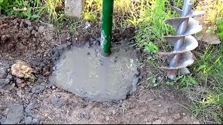 HOW TO SET POSTS IN CONCRETE - dig a hole, fix a pole, pour concrete - for beginners