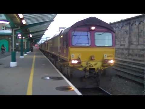 EWS 66018, 66047, 66035 and 66158 departing Carlisle