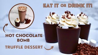 Hot Chocolate Truffle Cups | Hot Chocolate Bombs + Truffle Dessert