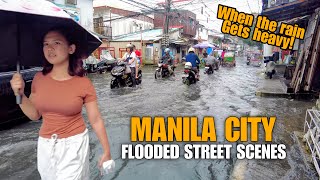 FLOODED STREET SCENES AFTER THE HEAVY RAIN-SAN ANDRES BUKID MANILA CITY [4k] walking tour 