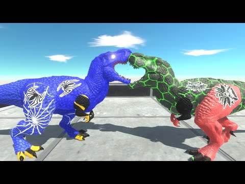 BLUE SPIDER-MAN SKIN T-REX ISLAND DEATH RUN - Animal Revolt Battle Simulator (Dino Land)