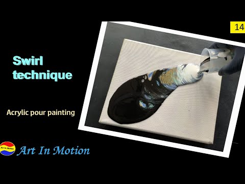 （14）Acrylic pour Painting - Swirl technique with five colors