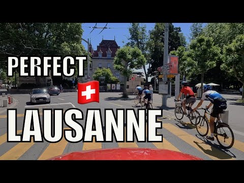 Driving Lausanne, the lakeside city on the north of Lake Geneva