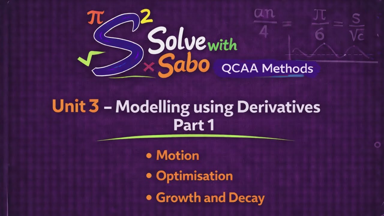 Modelling using Derivatives - Optimisation (Part 1) - Unit 3 Math Methods