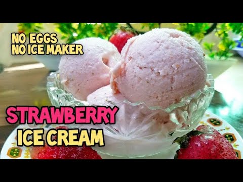 Strawberry Ice Cream No EGGS | Easy Homemade Ice Cream with Less Ingredients | How to Make Ice Cream