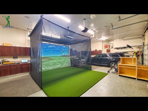 Retractable Golf Simulator Enclosure & Golf Simulator in Garage