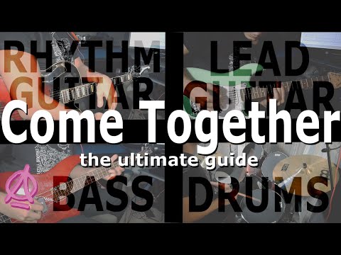 How to play Come Together by the Beatles - All Parts (Guitar, bass, drums, vocals tutorial)