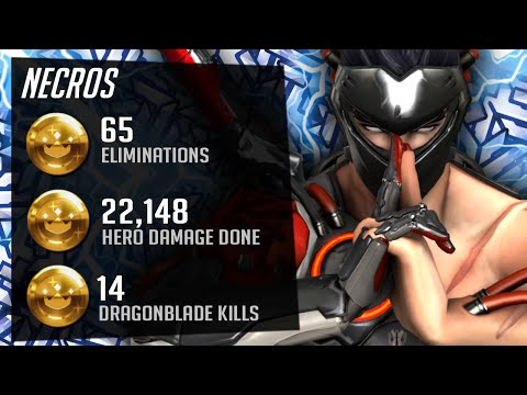 Fastest Genji Necros Goes Insane with - 65 elims! POTG! [ Overwatch Season 29 Top 500 ]