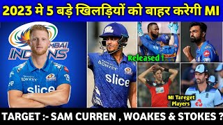 IPL 2023 MI TEAM | Mumbai Indians All Realeased Players For 2023 | इन 5 खिलाडियो को बाहर कर देगी MI
