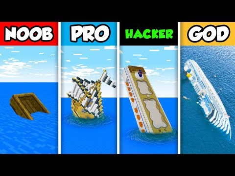 Sub - NOOB vs PRO vs HACKER vs GOD : SINKING CRUISE SHIP in Minecraft! (Animation)