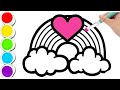Rainbow Heart Drawing Painting Coloring For Kids And Toddlers How To Draw Rainbow With Cute Heart