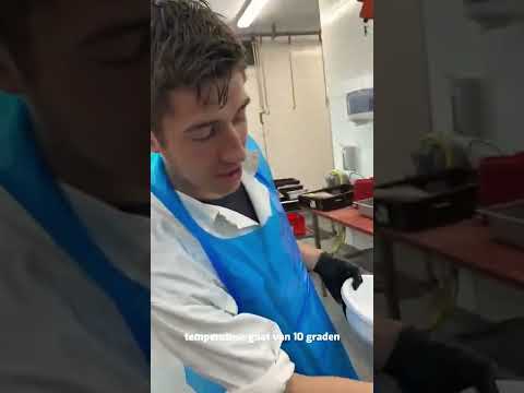 produceren slagersfrikandel door Freek Frikandel Hendriks bij Verkoeijen partyservice & slagerij