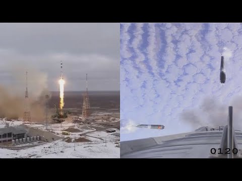 Soyuz MS-20 launch (On-board camera view)