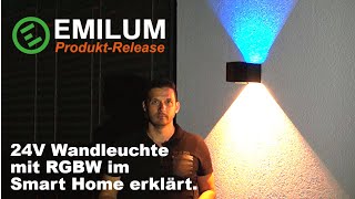 LED Wandleuchte 8W | 24V RGBW | Aussen und Innen | verstellbare Winkel | Smart Home | EMILUM