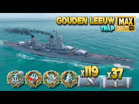 Cruiser Gouden Leeuw: Last hope on map Trap - World of Warships