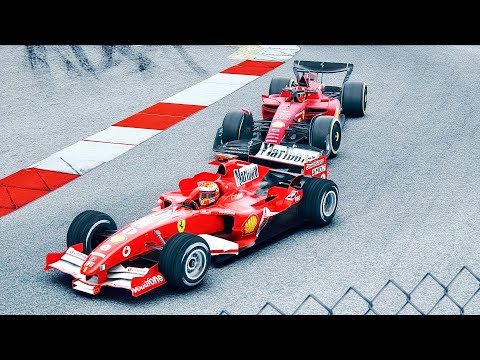 Ferrari F1 2022 F1-75 vs Ferrari F1 2005 at Monaco GP