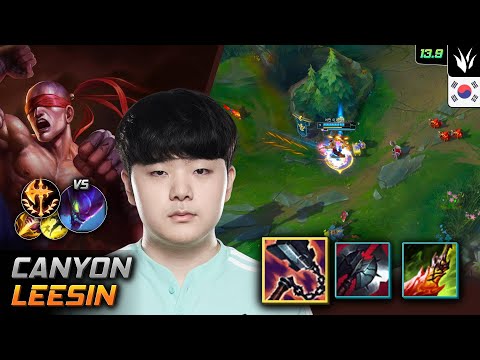 Canyon Jungle Lee Sin Build Goredrinker Conqueror - Canyon Lee Sin Match Highlight - LOL KR 13.9