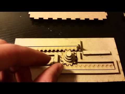 Rotational to linear motion using gears.