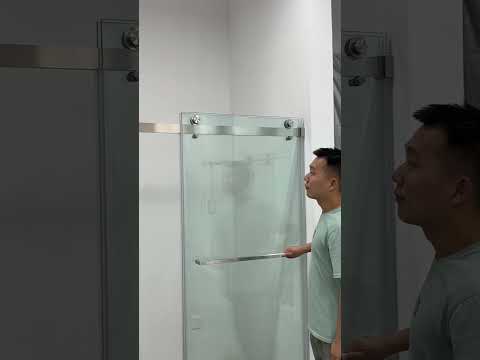 Apis Glass frameless double sliding shower door with soft closing 👍