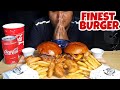 ASMR CHEESE BACON BURGER FRANGO FRITO E BATATA MUKBANG SONS DE MASTIGAÇÃO