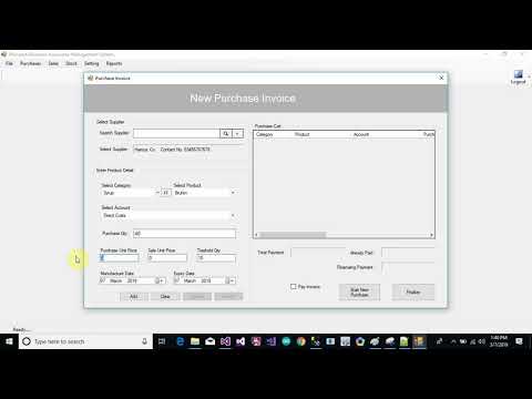 Accounting Management System Part 63 Purchase Invoice Debit and Credit Form in C C Sharp