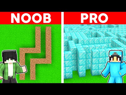 Minecraft NOOB Vs PRO: GIANT MAZE BUILD CHALLENGE WITH CRAZY FAN GIRL!