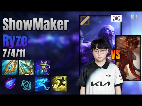 ShowMaker Mid Ryze vs Taliyah lol KR solo rank Full Game 16.1 | 쇼메이커 라이즈 vs 탈리야