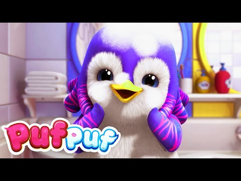 Rutina de dimineață a copiilor: periem, ne spălăm și pieptănăm | Cântece Puf Puf