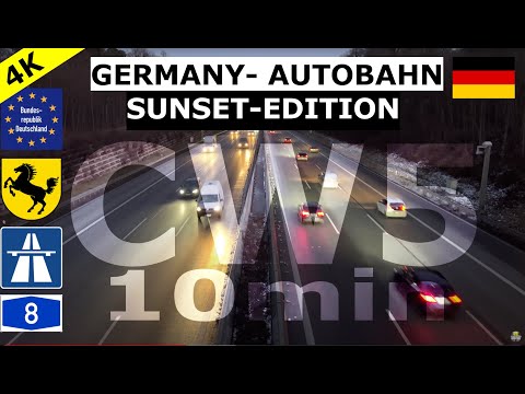 4K CW5 Germany Autobahn A8 Stuttgart  10 Minute ... relax, chill & drive