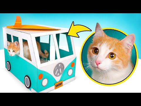 Fabrication d’une Maison Pour Chat en Forme de Minibus Vintage
