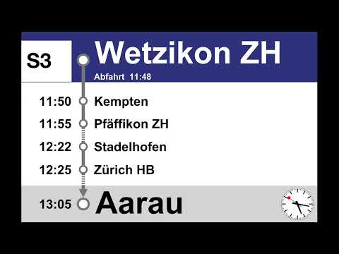 SBB/ZVV Ansagen, S3/RE (Wetzikon ZH-Aarau) | Bauarbeiten | Isabelle/ZVV Stimme