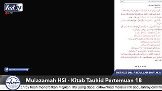 Mulazamah HSI – Kitab Tauhid Pertemuan 18