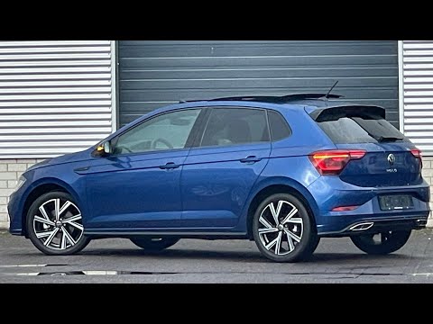 Volkswagen NEW Polo R-Line 2022 in 4K Reef Blue Metal 17 inch Bergamo Walk Around & detail inside