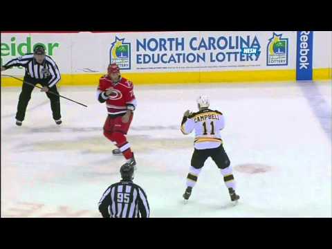 Nicholas Blanchard vs Gregory Campbell fight April 13 2013 Boston Bruins vs Carolina Hurricanes NHL