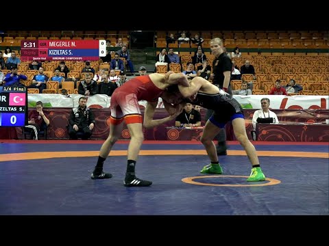 1/4 FS - 57 kg: N. MEGERLE (GER) v. S. KIZILTAS (TUR)
