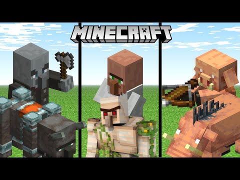 Minecraft PILLAGER ARMY VS VILLAGER ARMY VS PIGLIN ARMY (Minecraft Mob Battle)