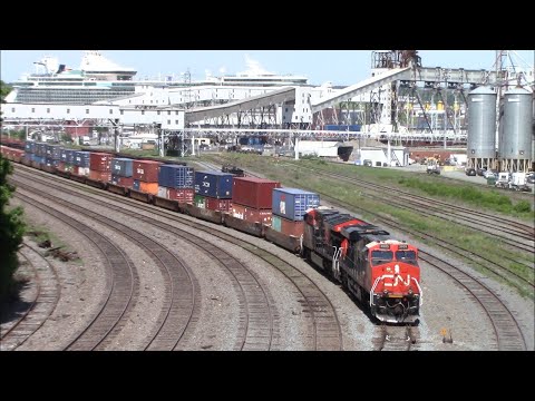 Two Gevos Work Local Train CN 519 Departing Halifax Ocean Terminals Yard - Halifax, NS