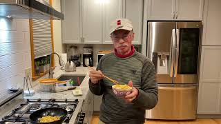 Fresh Handmade Homegrown Saffron Pasta with Shrimp and Veggie Stir-Fry in Butter! YUM!