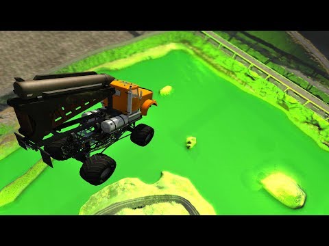 High Speed Jumping Crashes into Nuklear Lake - Beamng drive