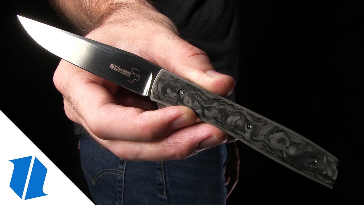 Boker Plus Zinker Urban Trapper Knife Marbled Carbon Fiber (3.5" Satin) 01BO726