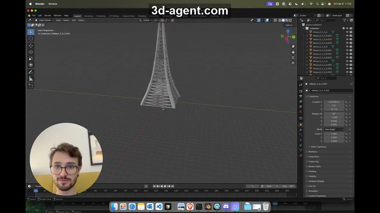 Blender AI Plugin: Creating the Eiffel Tower with Text to 3D | 3D-Agent Demo