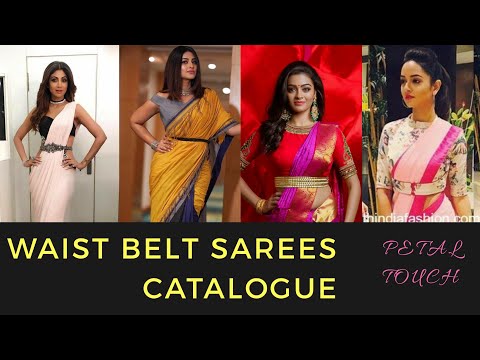 New waist belt designer sarees catalogue