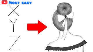 How to draw girl with beautiful bun hairstyle backside drawing | pencil drawing for beginners |